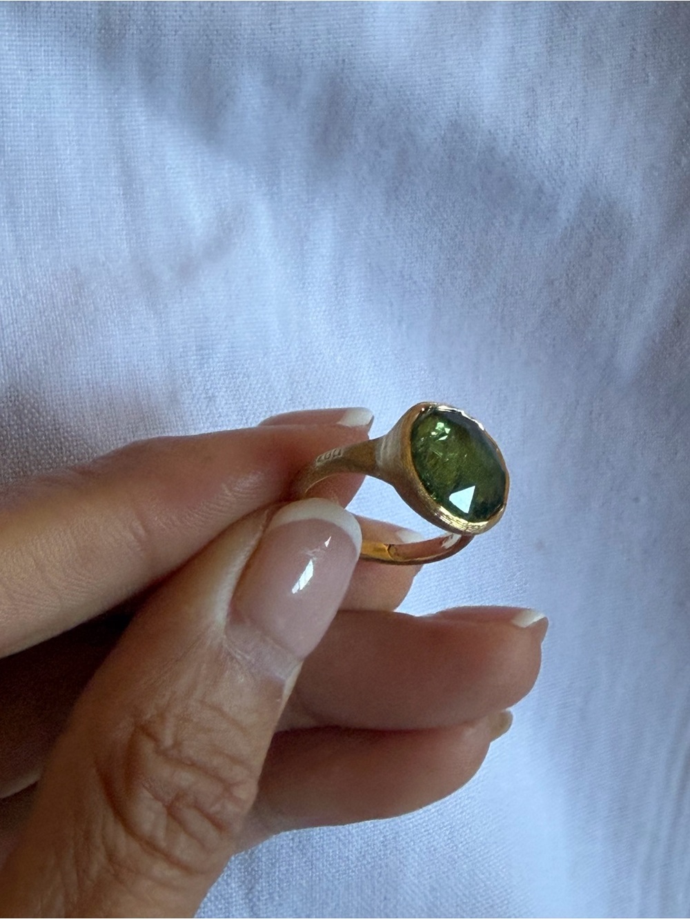 Marco Bicego Jaipur 18K Yellow Gold Green Tourmaline Rose Cut Ring Size 4.25 - Picture 7 of 16